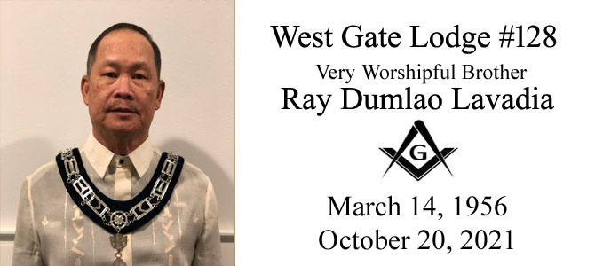 Memoriam – Very Worshipful Brother Ray D Lavadia